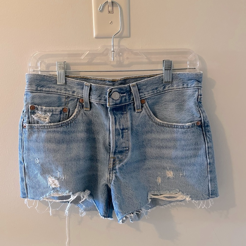 Levi’s 501 light denim shorts.